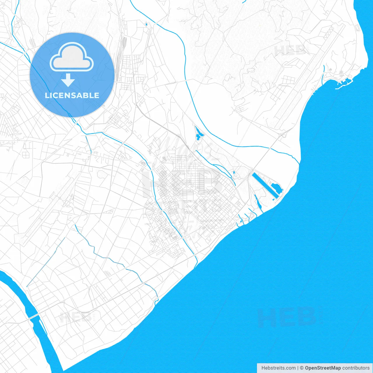 Taitung, Taiwan PDF vector map with water in focus