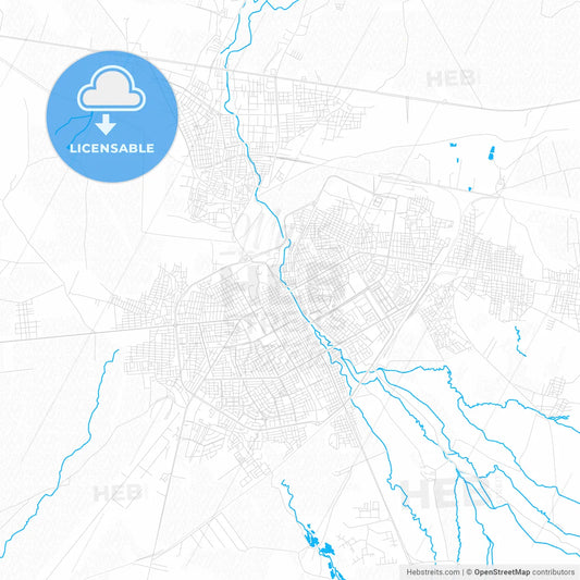 Qamishli, Syria PDF vector map with water in focus