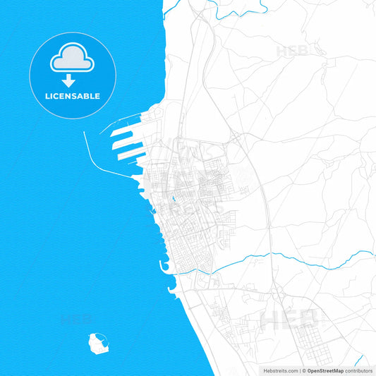 Tartus, Syria PDF vector map with water in focus