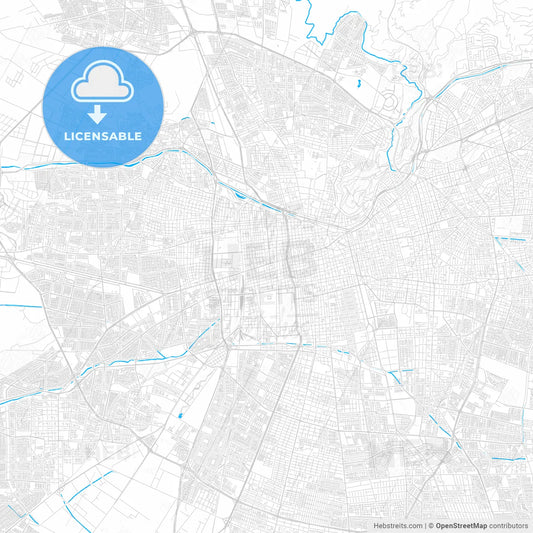Santiago, Chile PDF vector map with water in focus