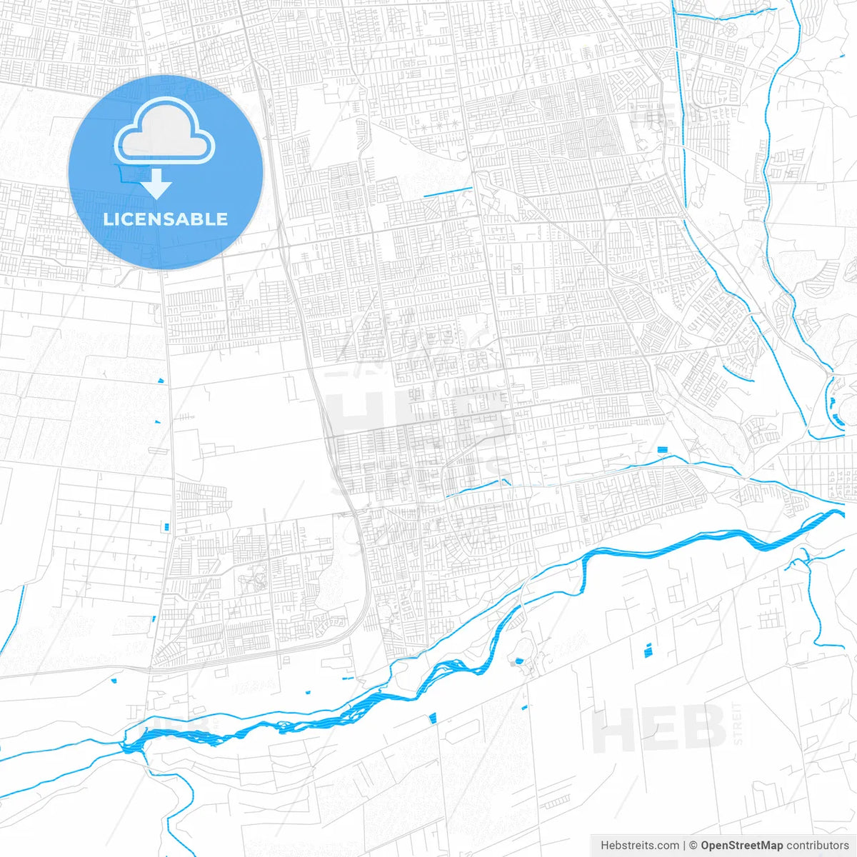 Puente Alto, Chile PDF vector map with water in focus