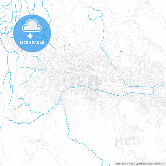 Cusco, Peru PDF vector map with water in focus