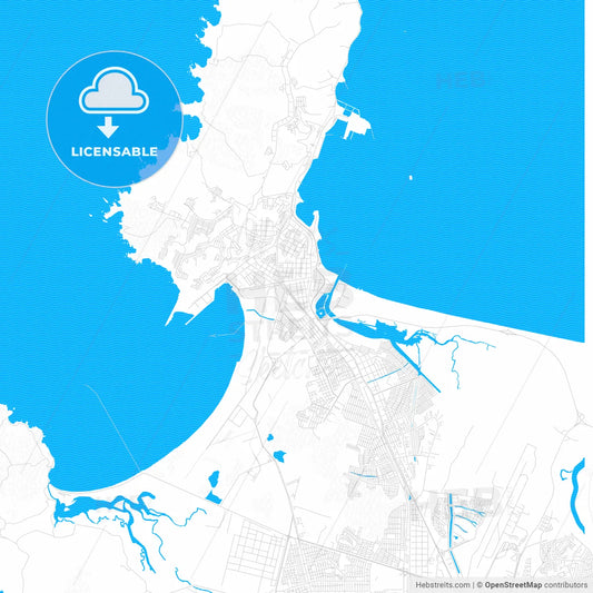 Talcahuano, Chile PDF vector map with water in focus