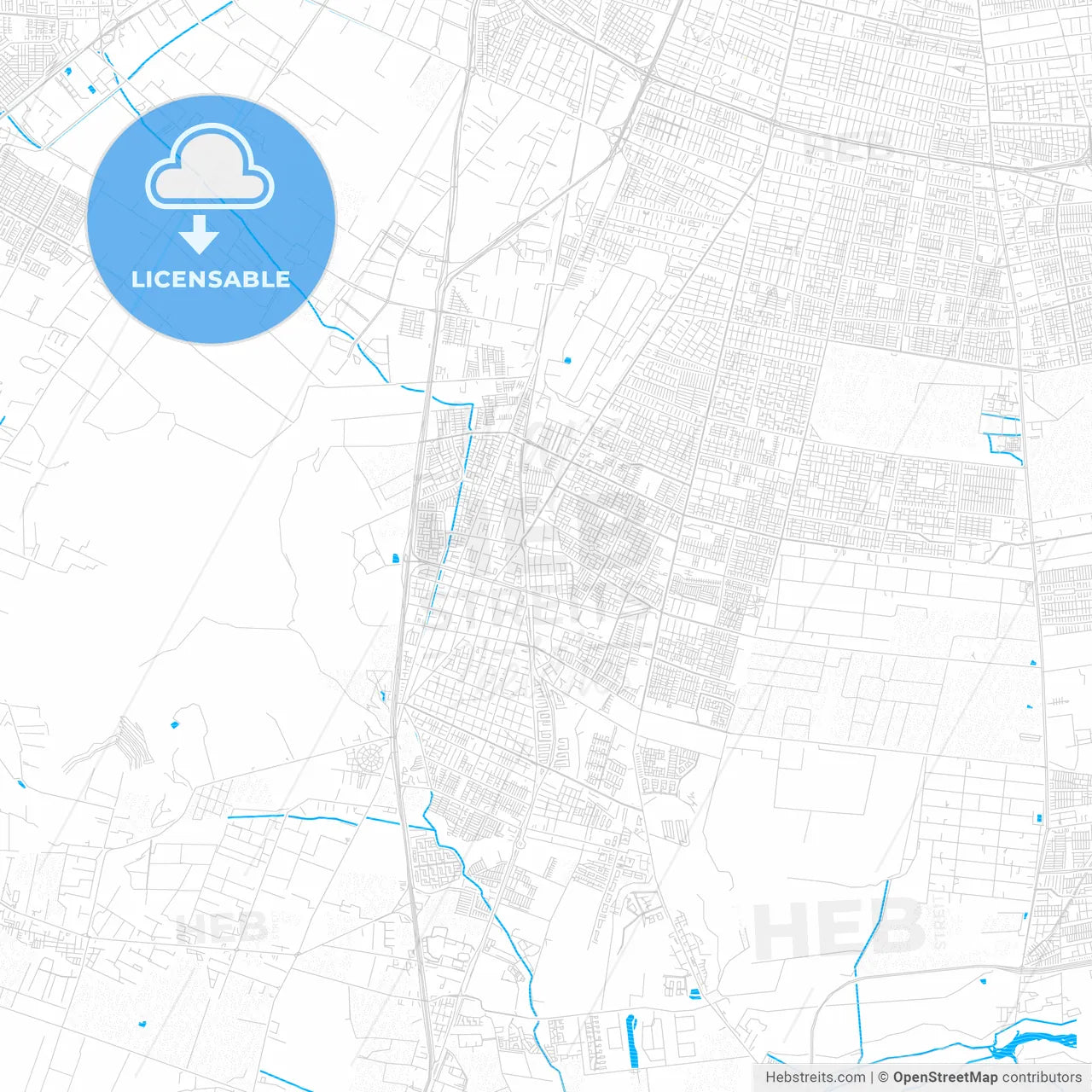 San Bernardo, Chile PDF vector map with water in focus