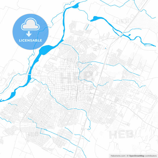 Talca, Chile PDF vector map with water in focus