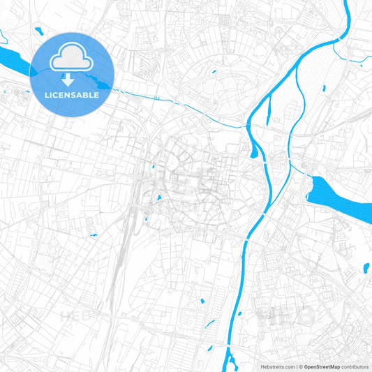 Poznań, Poland PDF vector map with water in focus