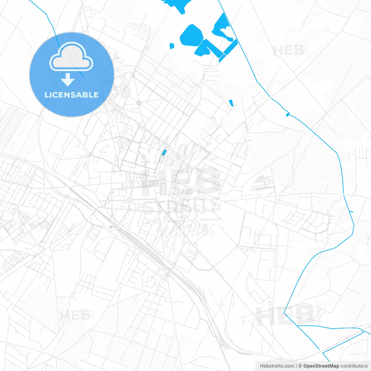 Siedlce, Poland PDF vector map with water in focus
