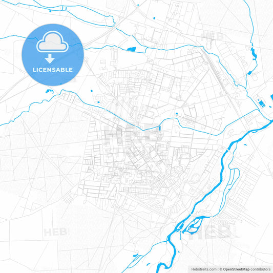 Tomaszów Mazowiecki, Poland PDF vector map with water in focus
