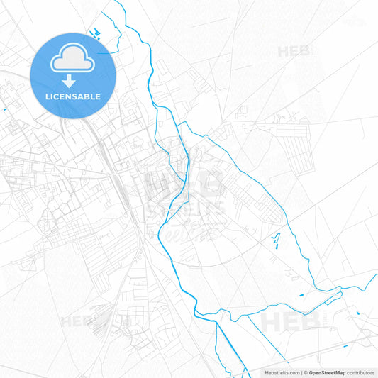 Stargard, Poland PDF vector map with water in focus