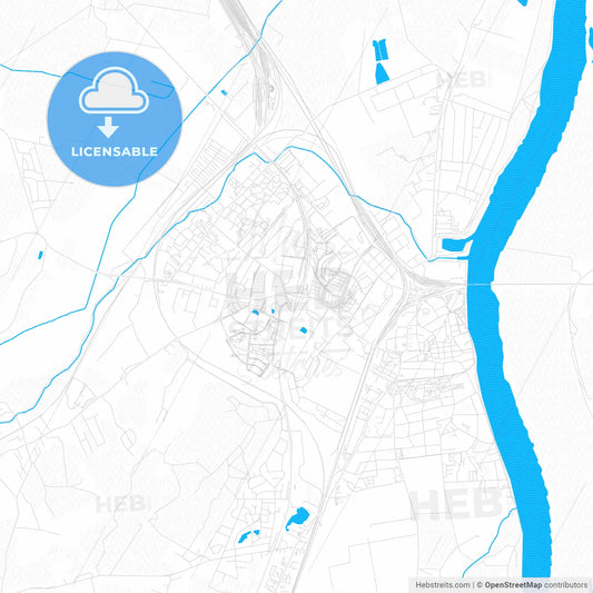 Tczew, Poland PDF vector map with water in focus