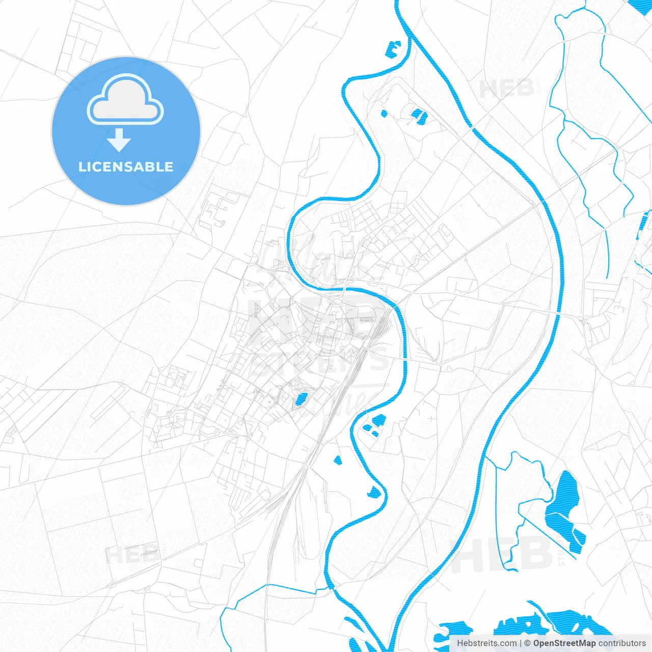 Racibórz, Poland PDF vector map with water in focus