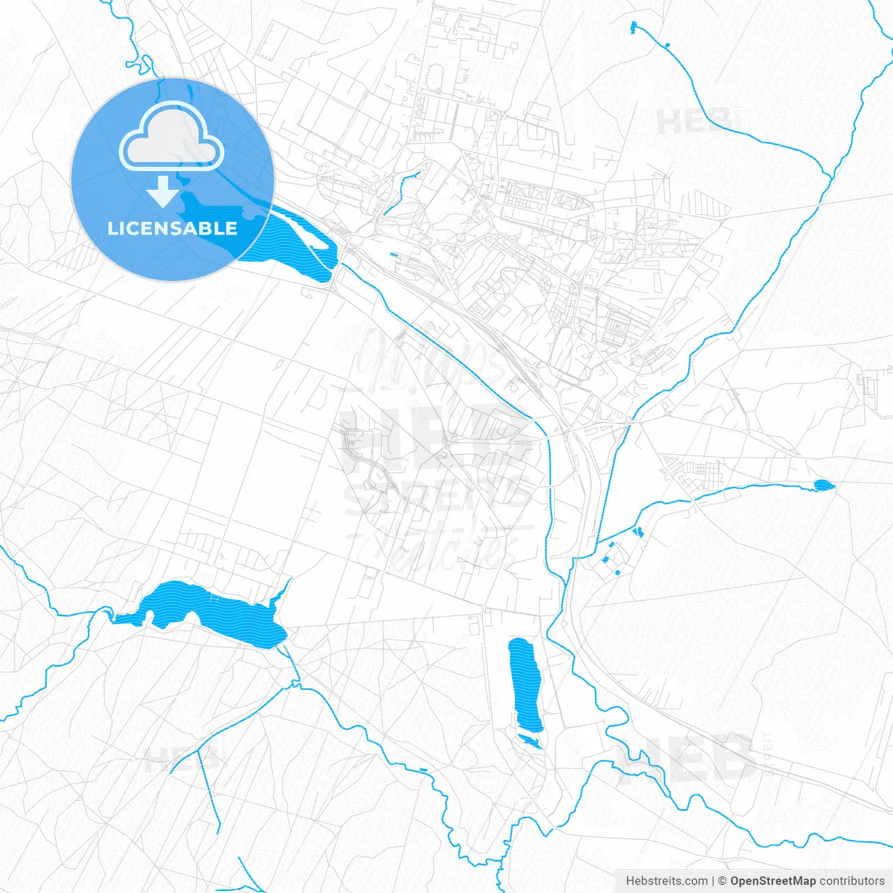Starachowice, Poland PDF vector map with water in focus