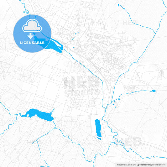 Starachowice, Poland PDF vector map with water in focus