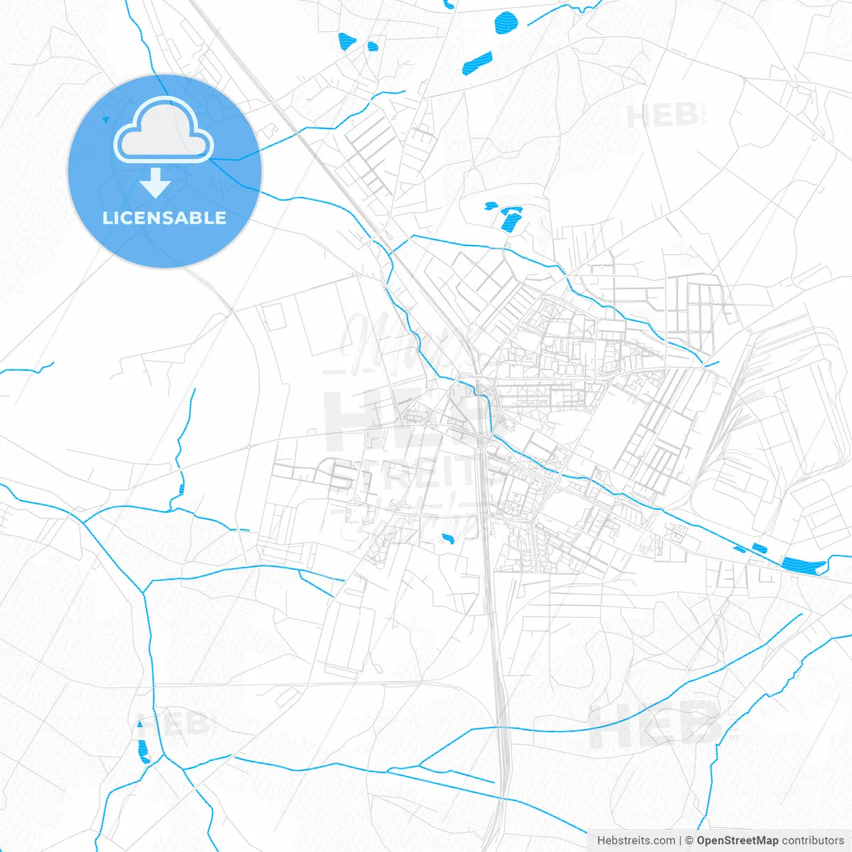 Zawiercie, Poland PDF vector map with water in focus