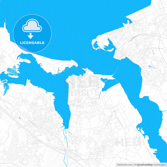Seixal, Portugal PDF vector map with water in focus