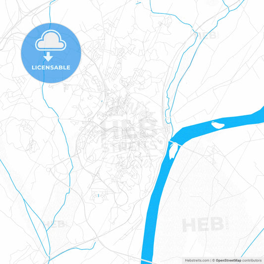 Santarém, Portugal PDF vector map with water in focus