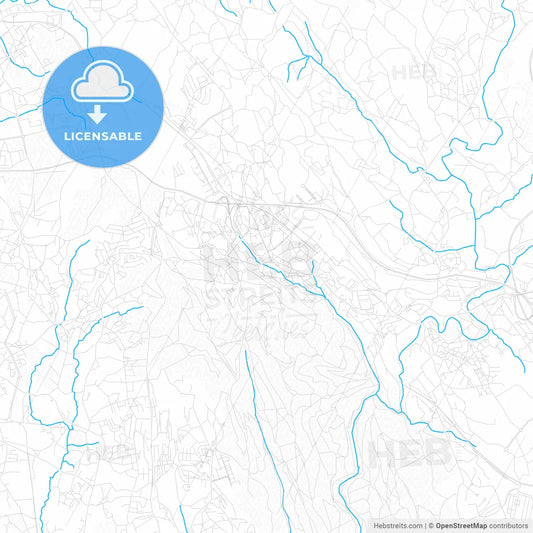 Valongo, Portugal PDF vector map with water in focus