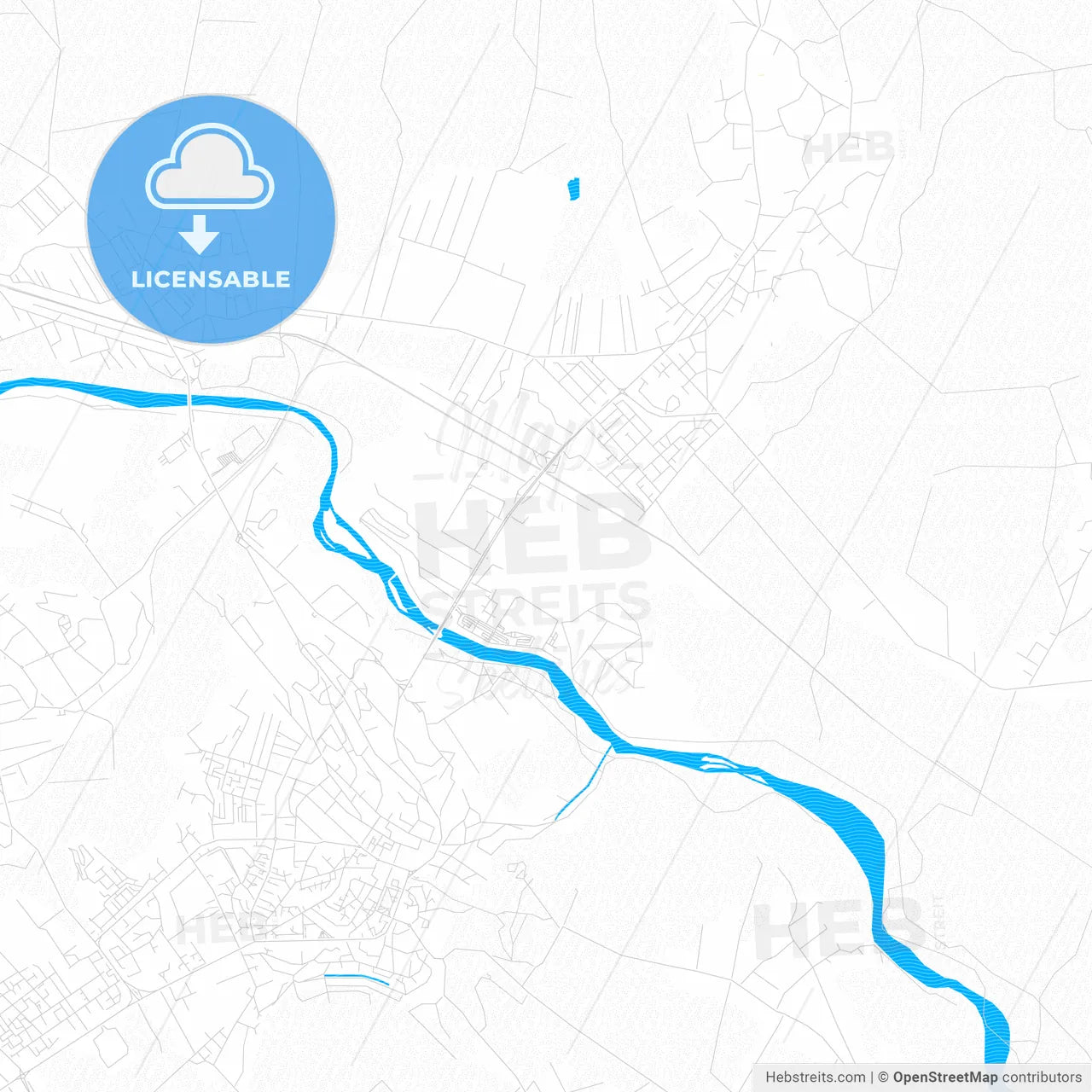 Suceava, Romania PDF vector map with water in focus
