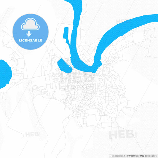Tulcea, Romania PDF vector map with water in focus