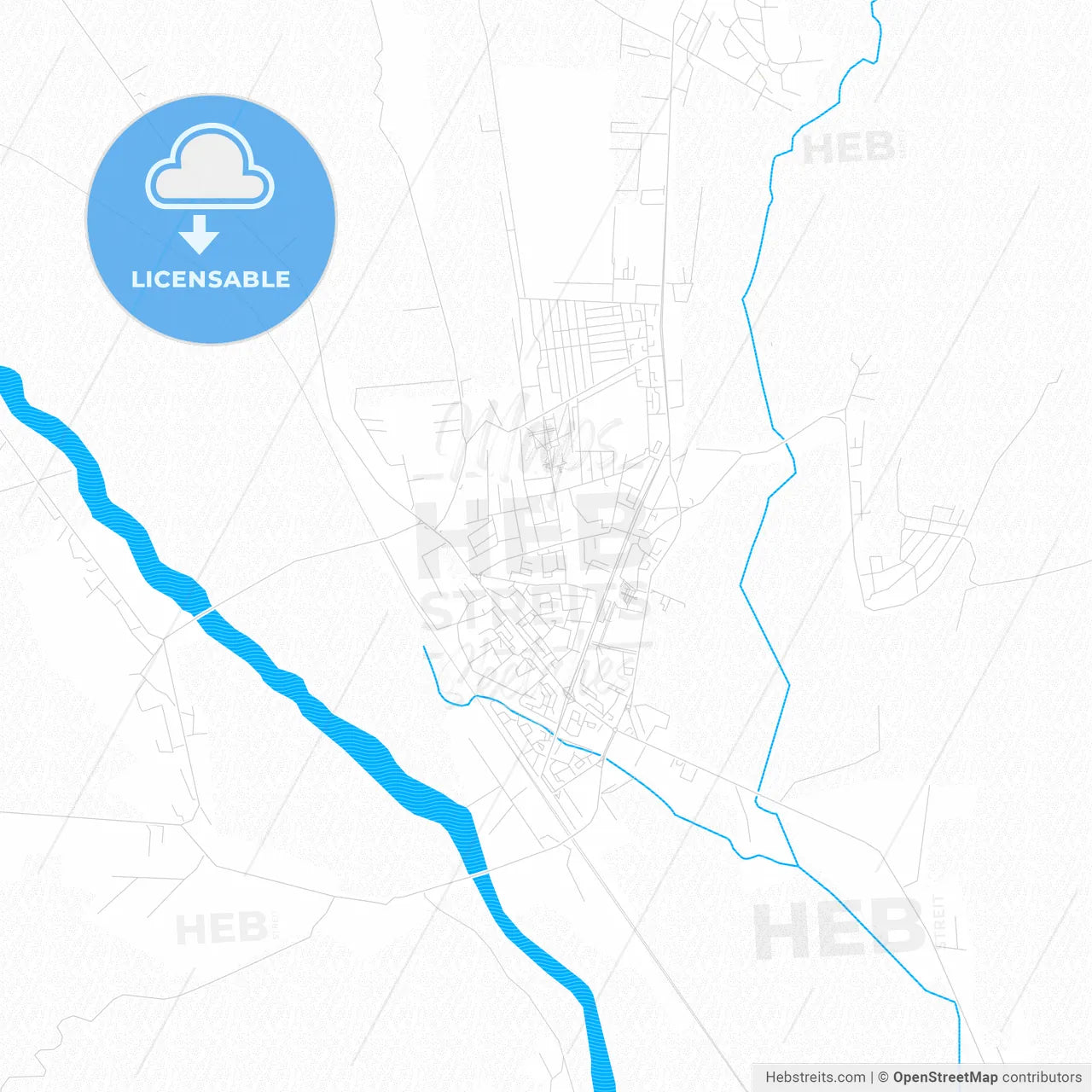 Vaslui, Romania PDF vector map with water in focus