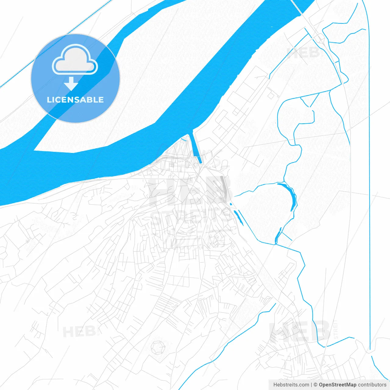 Smederevo, Serbia PDF vector map with water in focus