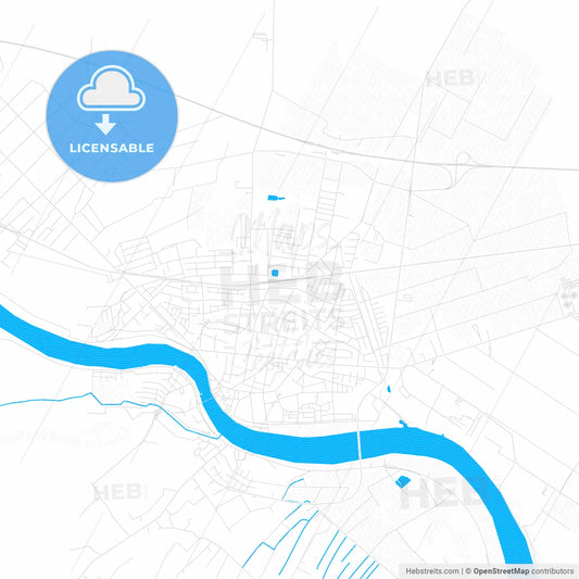 Sremska Mitrovica, Serbia PDF vector map with water in focus