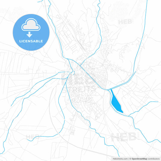 Pirot, Serbia PDF vector map with water in focus
