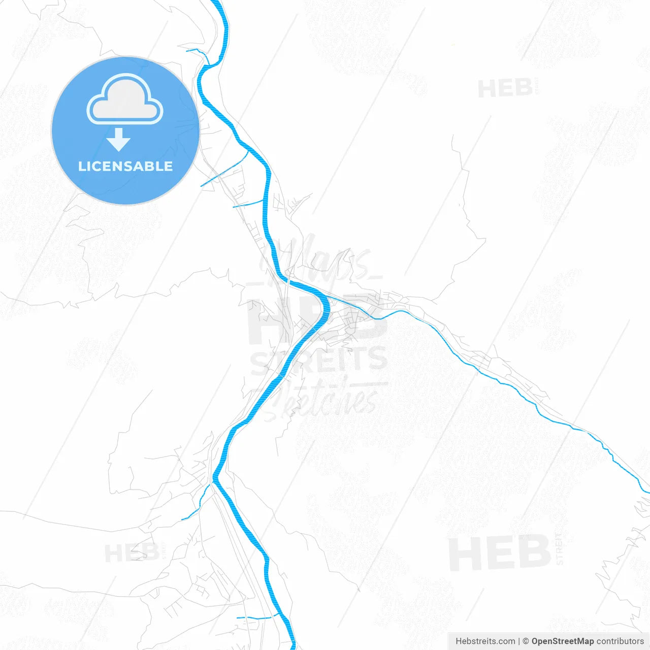 Prijepolje, Serbia PDF vector map with water in focus