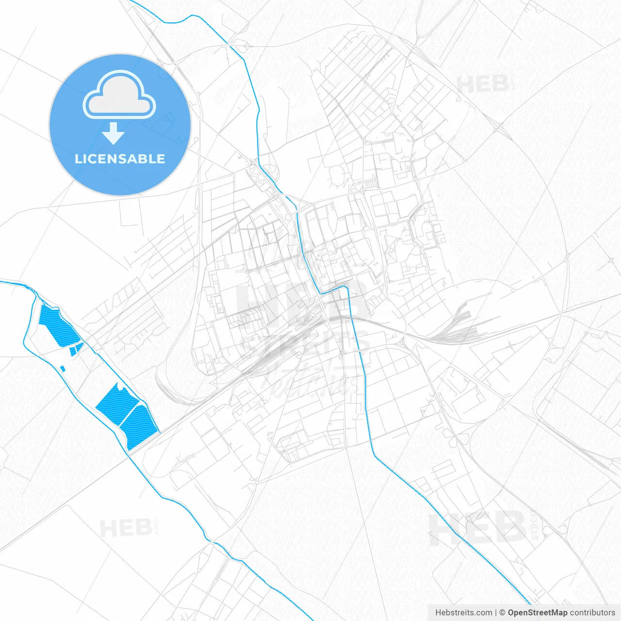 Trnava, Slovakia PDF vector map with water in focus