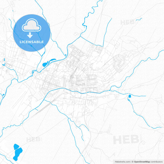 Prievidza, Slovakia PDF vector map with water in focus