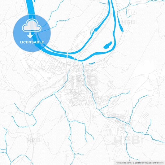 Považská Bystrica, Slovakia PDF vector map with water in focus