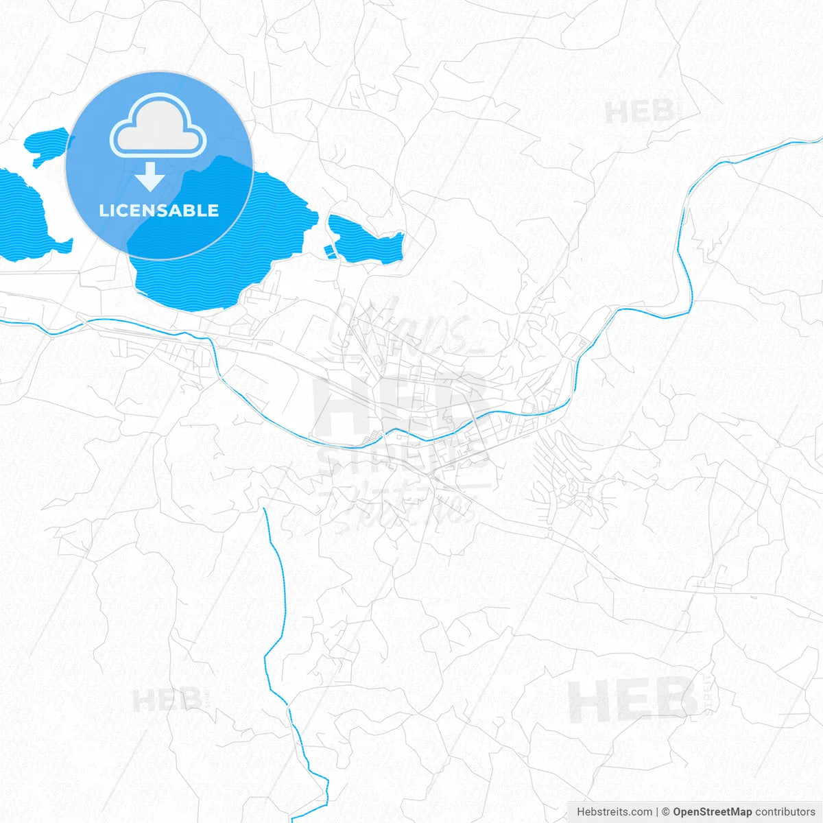 Velenje, Slovenia PDF vector map with water in focus
