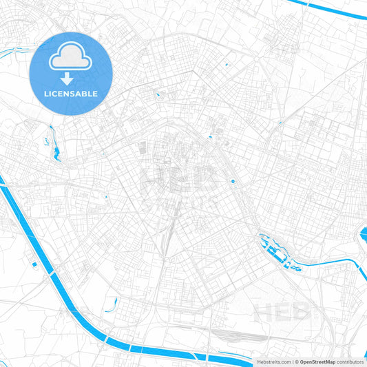 Valencia, Spain PDF vector map with water in focus