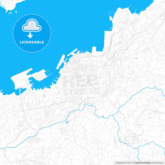 Vigo, Spain PDF vector map with water in focus