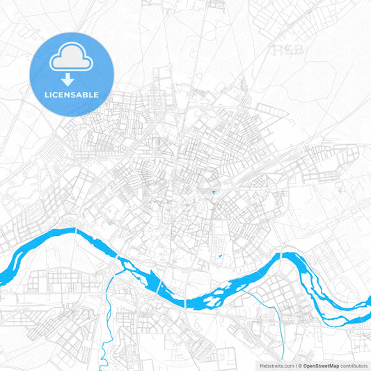 Salamanca, Spain PDF vector map with water in focus