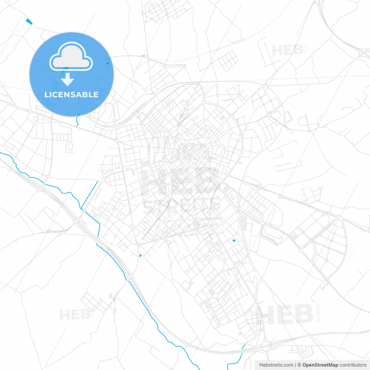Reus, Spain PDF vector map with water in focus