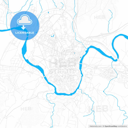 Toledo, Spain PDF vector map with water in focus