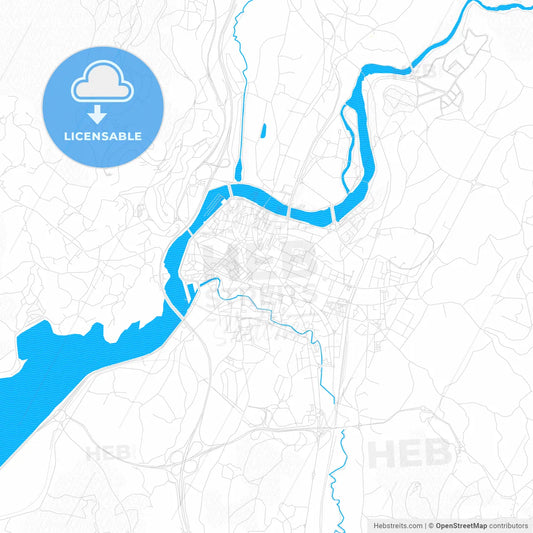Pontevedra, Spain PDF vector map with water in focus