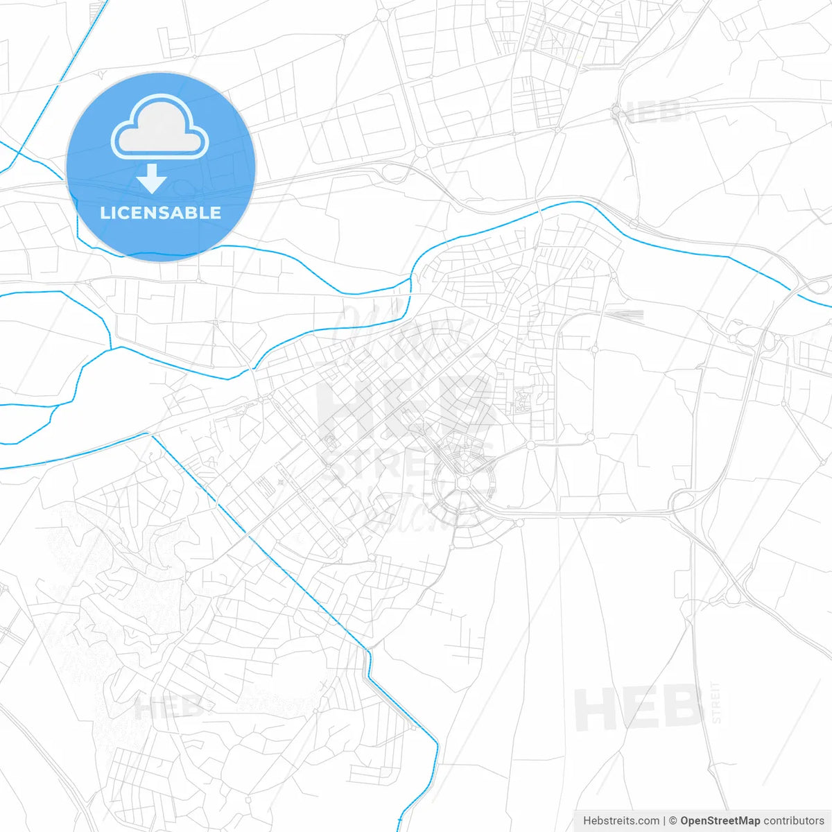 Torrent, Spain PDF vector map with water in focus