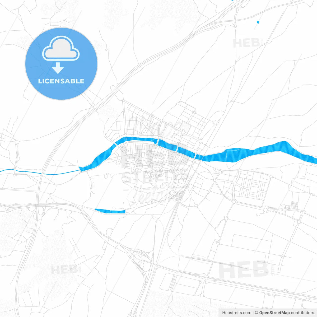 Sagunto, Spain PDF vector map with water in focus