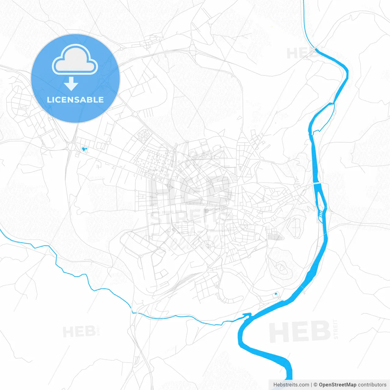 Soria, Spain PDF vector map with water in focus