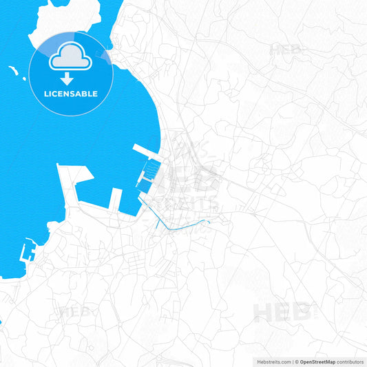 Vilagarcía de Arousa, Spain PDF vector map with water in focus
