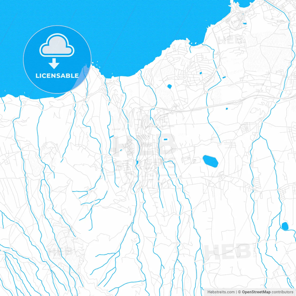 Realejo Alto, Spain PDF vector map with water in focus