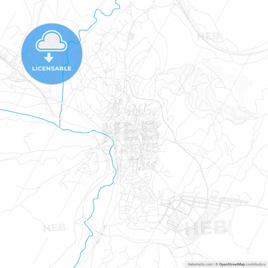 Teruel, Spain PDF vector map with water in focus