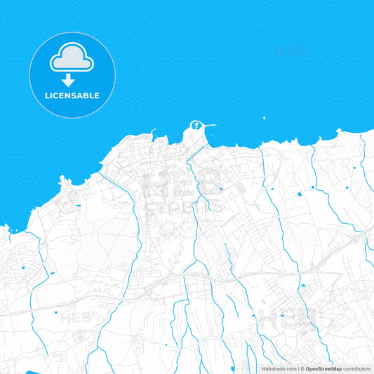 Puerto de la Cruz, Spain PDF vector map with water in focus