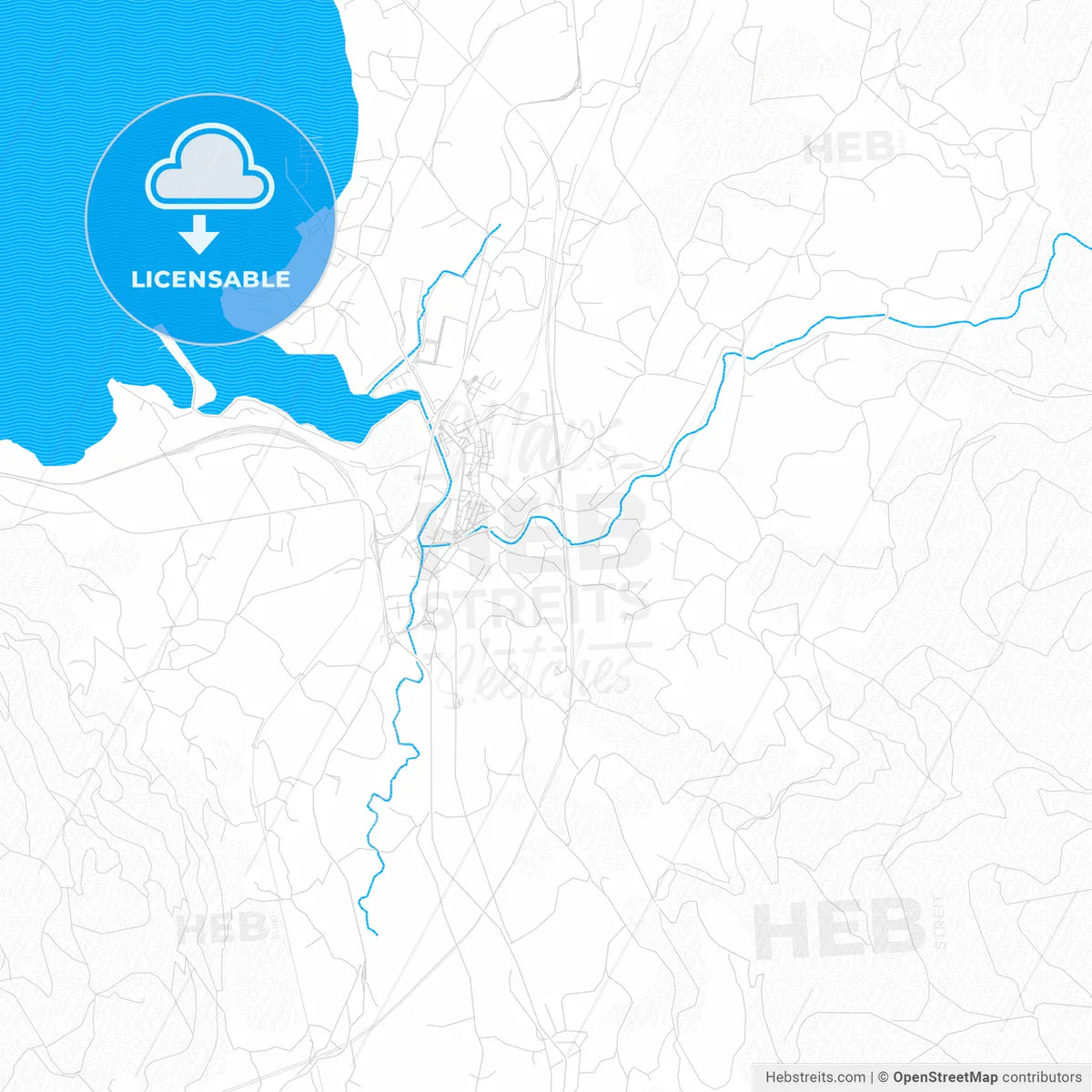 Redondela, Spain PDF vector map with water in focus