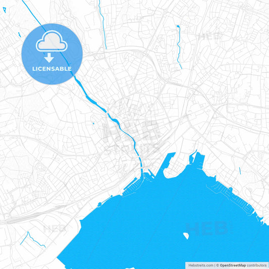 Västerås, Sweden PDF vector map with water in focus