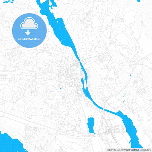 Södertälje, Sweden PDF vector map with water in focus