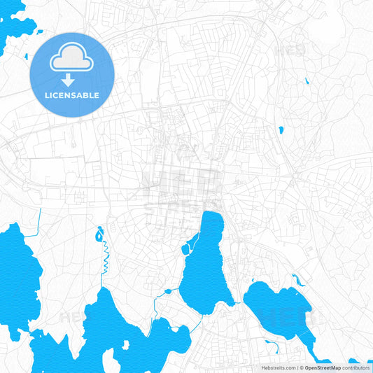Växjö, Sweden PDF vector map with water in focus