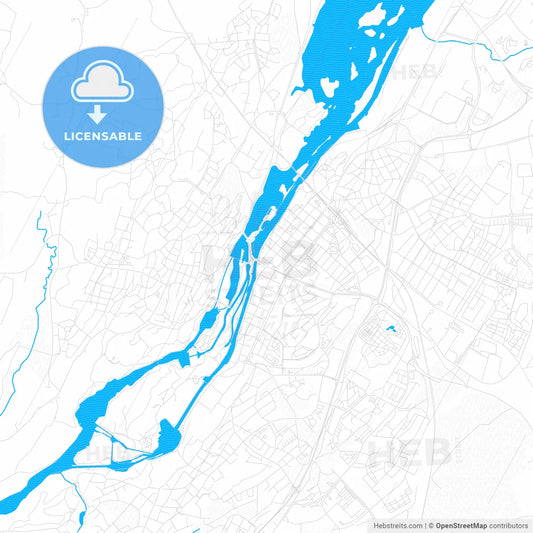Trollhättan, Sweden PDF vector map with water in focus